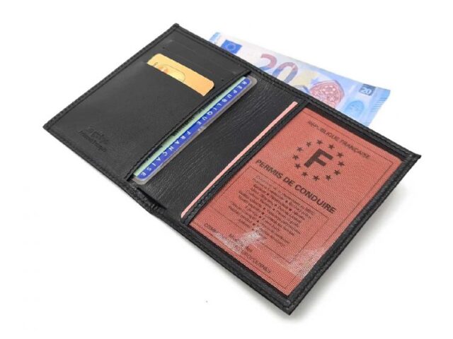 La Guêpe - Petite Maroquinerie - Fin portefeuille "Luxe" en cuir noir protège l'essentiel - 12 cm - PM-021-01