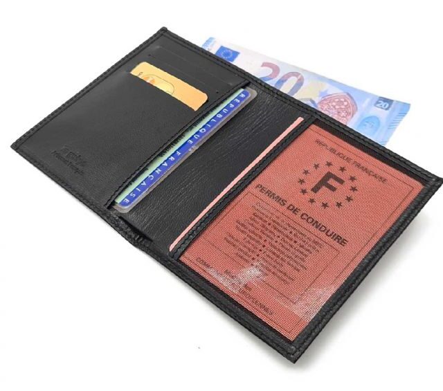 La Guêpe - Petite Maroquinerie - Fin portefeuille "Luxe" en cuir noir protège l'essentiel - 12 cm - PM-021-01