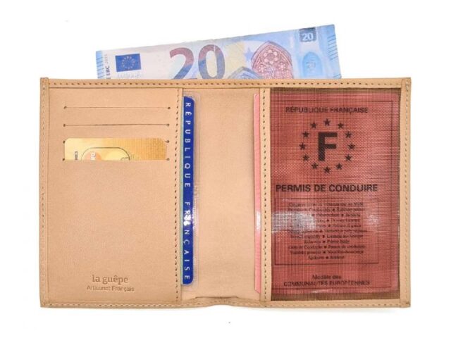 La Guêpe - Petite Maroquinerie - Fin portefeuille "Luxe" en cuir nude protège l'essentiel - 12 cm - PM-021-01
