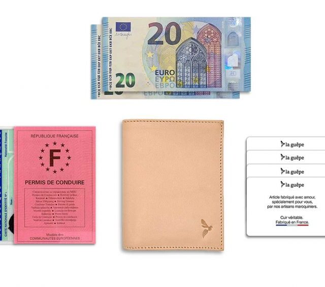 La Guêpe - Petite Maroquinerie - Fin portefeuille "Luxe" en cuir nude protège l'essentiel - 12 cm - PM-021-01