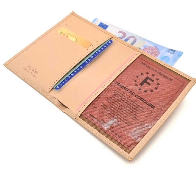 La Guêpe - Petite Maroquinerie - Fin portefeuille "Luxe" en cuir nude protège l'essentiel - 12 cm - PM-021-01