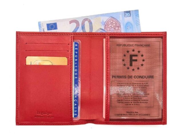 La Guêpe - Petite Maroquinerie - Fin portefeuille "Luxe" en cuir rouge protège l'essentiel - 12 cm - PM-021-01