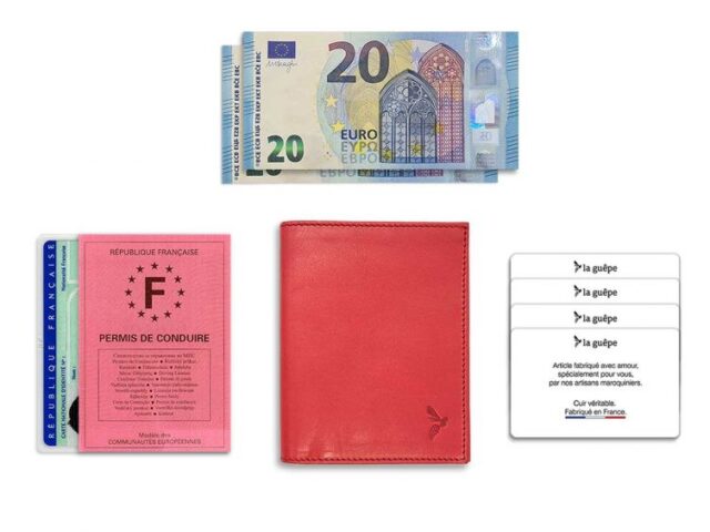 La Guêpe - Petite Maroquinerie - Fin portefeuille "Luxe" en cuir rouge protège l'essentiel - 12 cm - PM-021-01