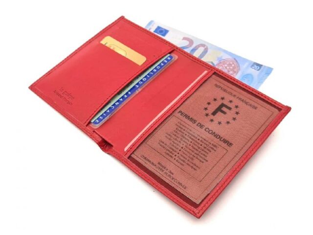 La Guêpe - Petite Maroquinerie - Fin portefeuille "Luxe" en cuir rouge protège l'essentiel - 12 cm - PM-021-01