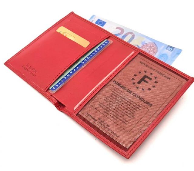 La Guêpe - Petite Maroquinerie - Fin portefeuille "Luxe" en cuir rouge protège l'essentiel - 12 cm - PM-021-01