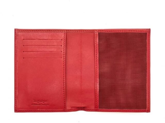 La Guêpe - Petite Maroquinerie - Fin portefeuille "Luxe" en cuir rouge protège l'essentiel - 12 cm - PM-021-01