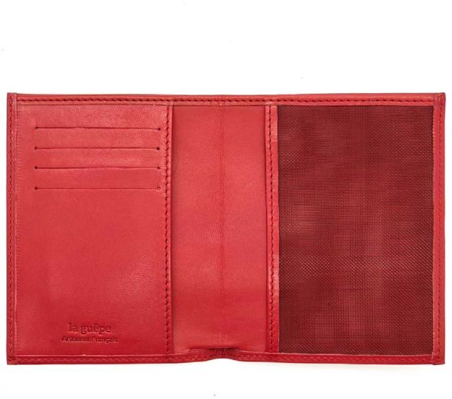 La Guêpe - Petite Maroquinerie - Fin portefeuille "Luxe" en cuir rouge protège l'essentiel - 12 cm - PM-021-01
