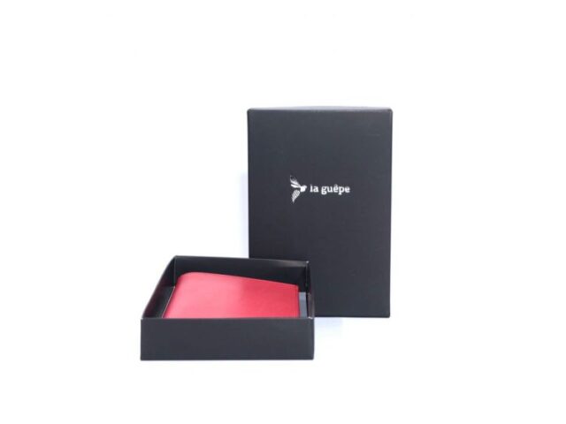 La Guêpe - Petite Maroquinerie - Fin portefeuille "Luxe" en cuir rouge protège l'essentiel - 12 cm - PM-021-01