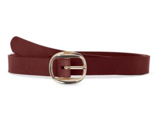 La Guêpe - Fine ceinture cuir cannelle, boucle féminine, ovale, dorée – 25mm – 4113 Choisir