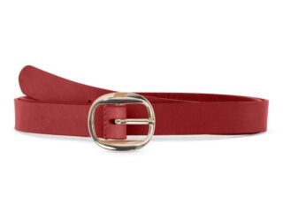 La Guêpe - Fine ceinture cuir rouge, boucle féminine, ovale, dorée  25mm  4113 Choisir