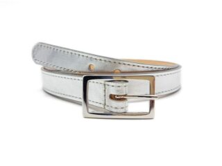 Fine ceinture femme en cuir argenté, boucle rectangulaire – 9087 Choisir par la marque La Guêpe La Guêpe - Fine ceinture femme en cuir argenté, boucle rectangulaire – 9087 Choisir