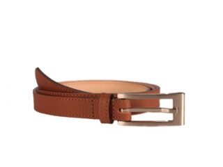 La Guêpe - Fine ceinture femme en cuir fauve piqure contrastée 7022  120 cm
