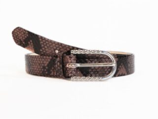 La Guêpe - Fine ceinture femme en cuir “python”, boucle torsadée – 9082 Choisir