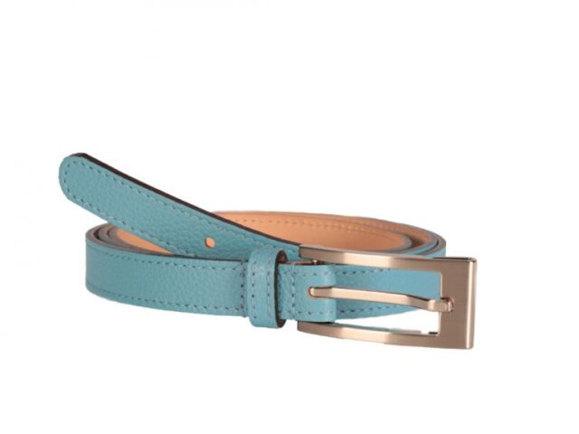 La Guêpe - Fine ceinture femme en cuir turquoise 7022  120 cm