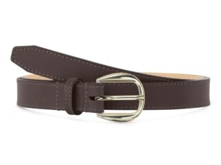 La Guêpe - Fine ceinture premium cuir chic marron foncé, boucle féminine, arrondie, dorée – 25mm – 5112 Choisir