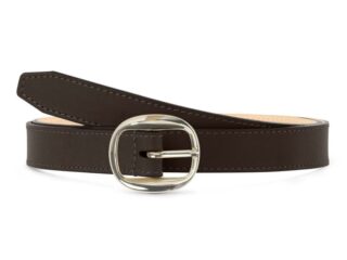 Fine ceinture premium cuir chic marron foncé, boucle féminine, ovale, dorée – 25mm – 5113 Choisir par la marque La Guêpe La Guêpe - Fine ceinture premium cuir chic marron foncé, boucle féminine, ovale, dorée – 25mm – 5113 Choisir