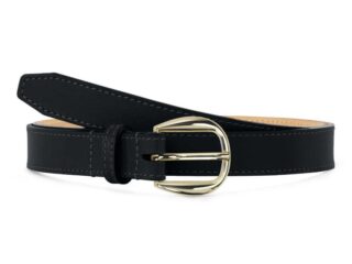 Fine ceinture premium cuir chic noir, boucle féminine, arrondie, dorée – 25mm – 5112 Choisir par la marque La Guêpe La Guêpe - Fine ceinture premium cuir chic noir, boucle féminine, arrondie, dorée – 25mm – 5112 Choisir