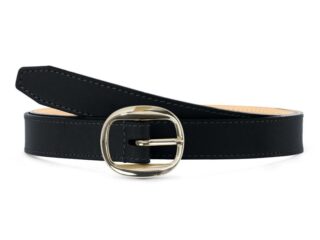 La Guêpe - Fine ceinture premium cuir chic noir, boucle féminine, ovale, dorée  25mm  5113 Choisir