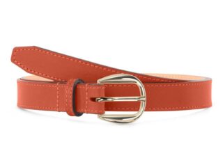 La Guêpe - Fine ceinture premium cuir chic orange, boucle féminine, arrondie, dorée  25mm  5112 Choisir