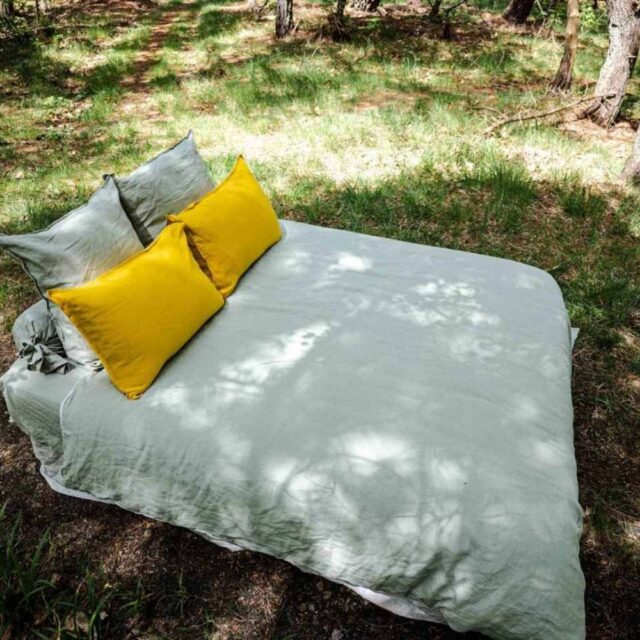 Embrin - Housse de Couette en Lin - Vert