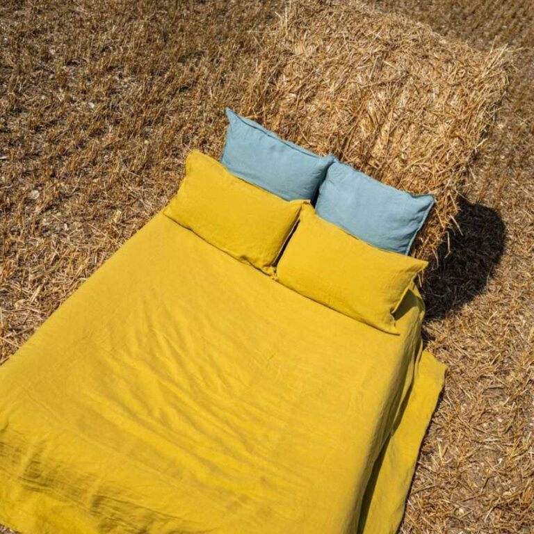 Embrin - Housse de Couette en Lin - Jaune