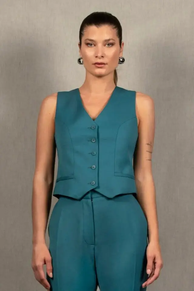 My tailor is Joh - Gilet Costume Femme Bleu Pacifique – Conception