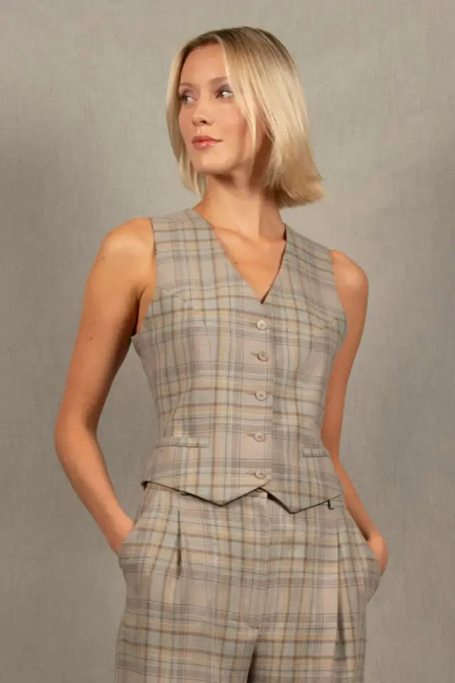 My tailor is Joh - Gilet Costume Tailleur Femme Carreau en Laine – Conception