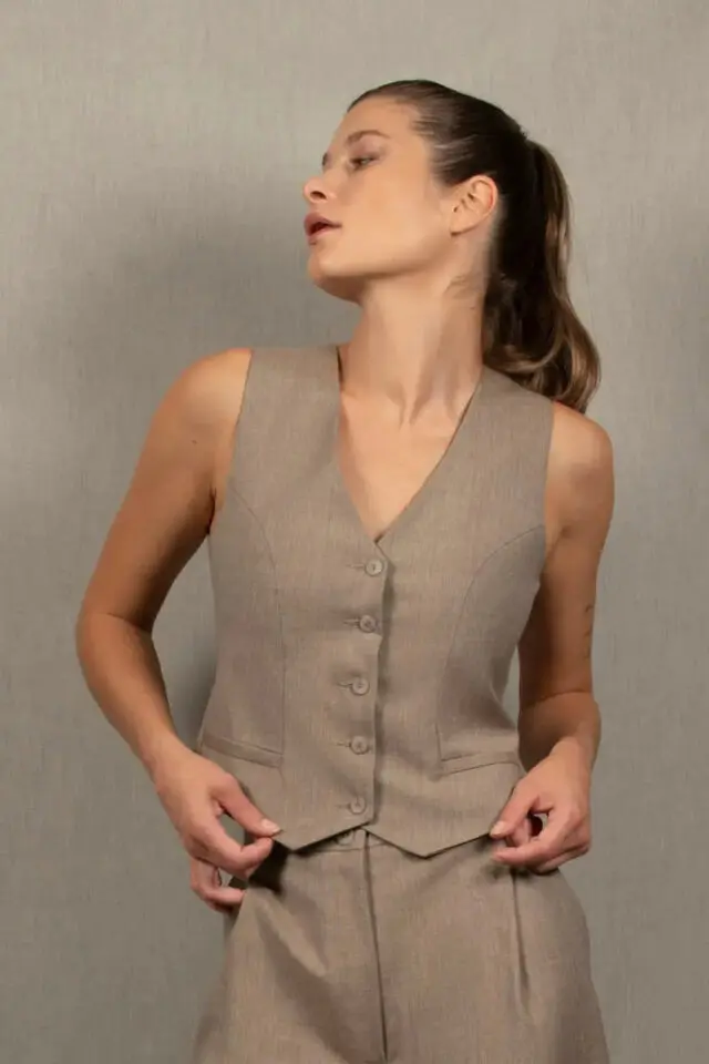 My tailor is Joh - Gilet Tailleur Femme Laine Grège – Conception