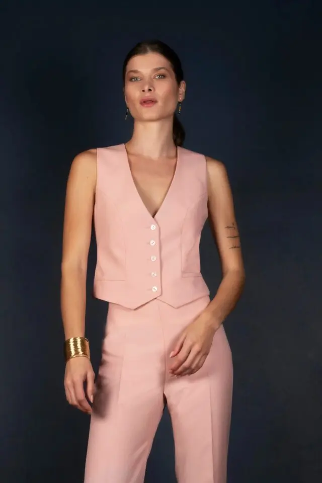 My tailor is Joh - Gilet Tailleur Femme Rose Ballerine – Conception