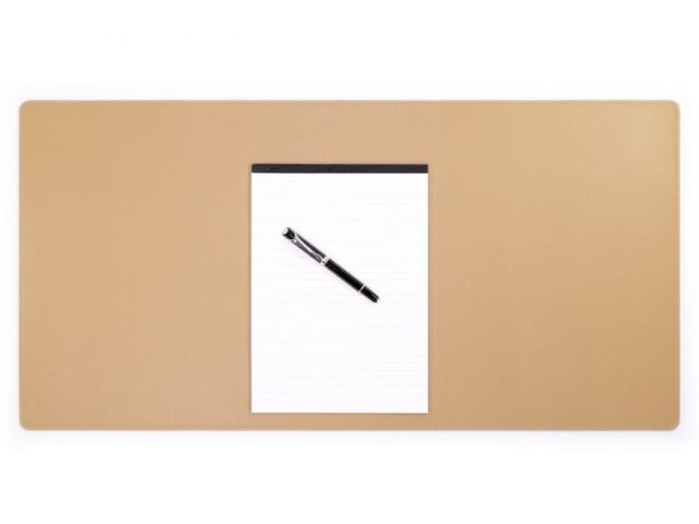 Lavoisier Maroquinier - Grand sous-main en cuir beige café latte - 80x40 cm