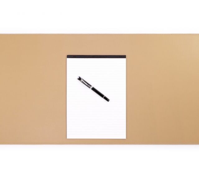 Lavoisier Maroquinier - Grand sous-main en cuir beige café latte - 80x40 cm