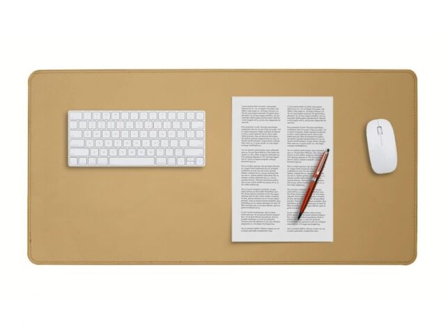 LAVOISIER Maroquinier - Grand sous-main en cuir beige café latte – 80×40 cm