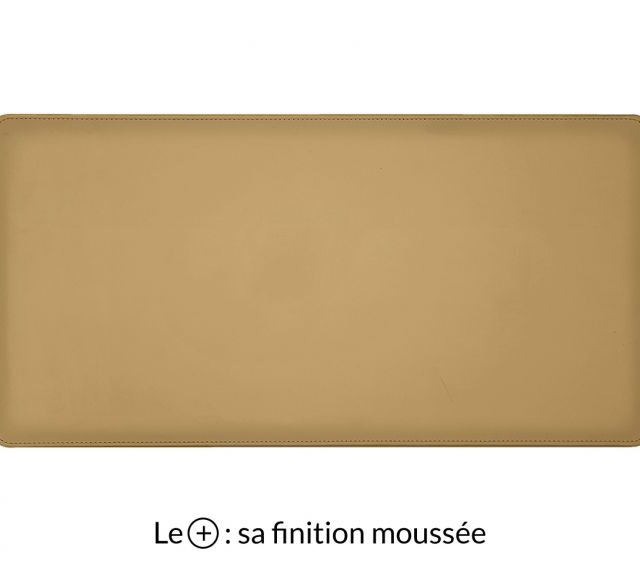 Lavoisier Maroquinier - Grand sous-main en cuir beige café latte "Premium" - 80x40 cm