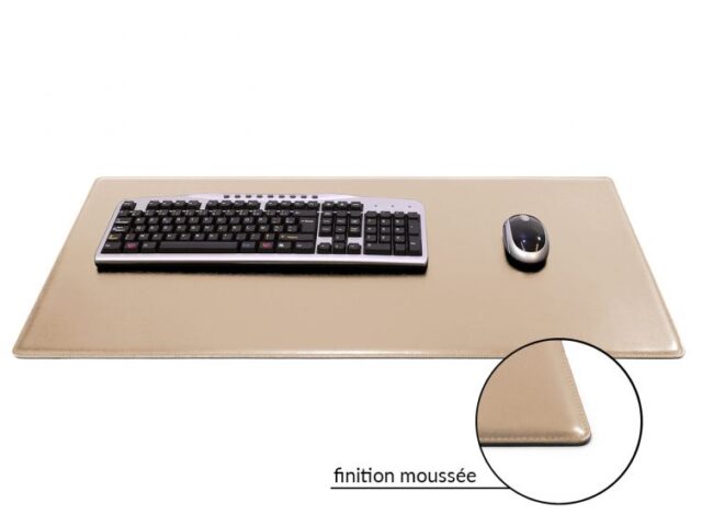 Lavoisier Maroquinier - Grand sous-main en cuir beige café latte "Premium" - 80x40 cm