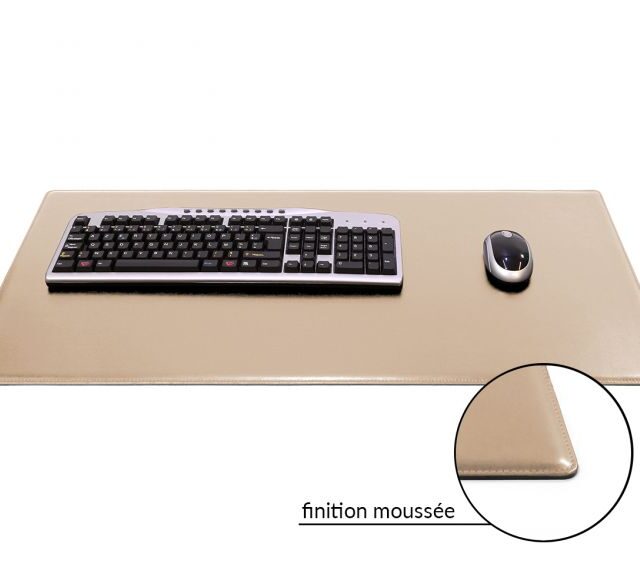 Lavoisier Maroquinier - Grand sous-main en cuir beige café latte "Premium" - 80x40 cm