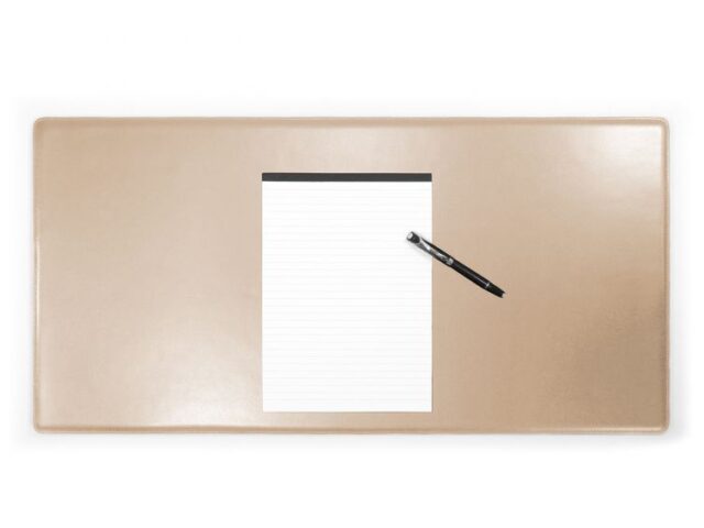 Lavoisier Maroquinier - Grand sous-main en cuir beige café latte "Premium" - 80x40 cm