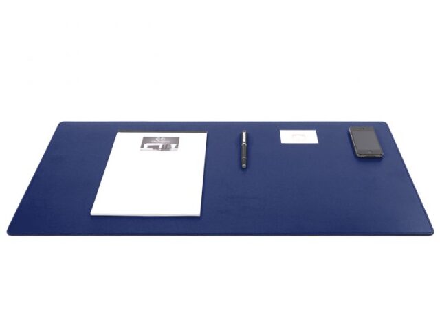 Lavoisier Maroquinier - Grand sous-main en cuir bleu cobalt - 80x40 cm
