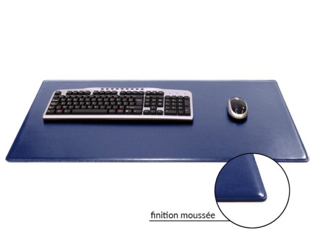 Lavoisier Maroquinier - Grand sous-main en cuir bleu cobalt "Premium" - 80x40 cm