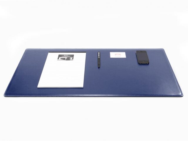 Lavoisier Maroquinier - Grand sous-main en cuir bleu cobalt "Premium" - 80x40 cm