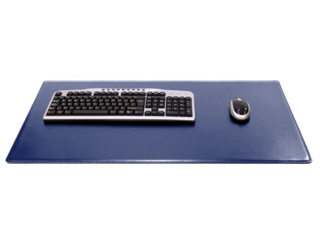 Lavoisier Maroquinier - Grand sous-main en cuir bleu cobalt "Premium" - 80x40 cm