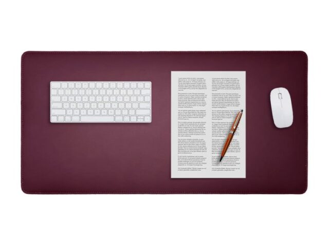 LAVOISIER Maroquinier - Grand sous-main en cuir bordeaux – 80×40 cm