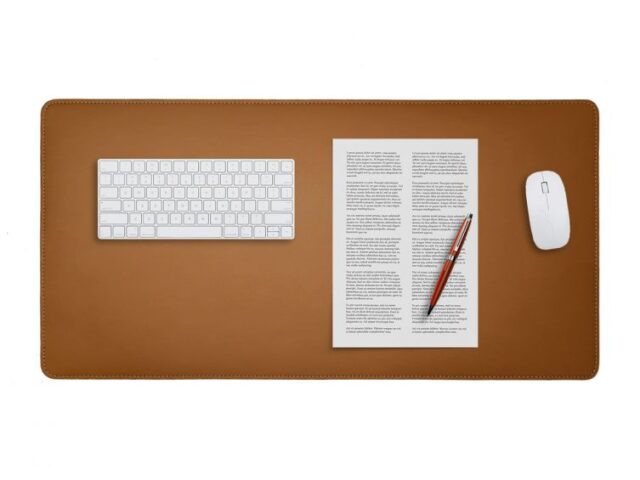 LAVOISIER Maroquinier - Grand sous-main en cuir gold – 80×40 cm