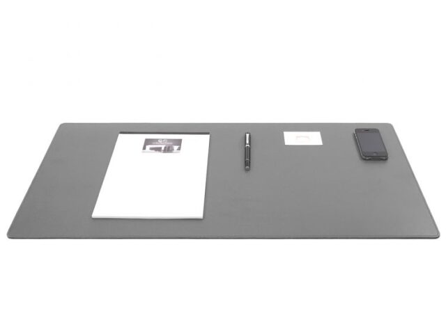 Lavoisier Maroquinier - Grand sous-main en cuir gris fer - 80x40 cm