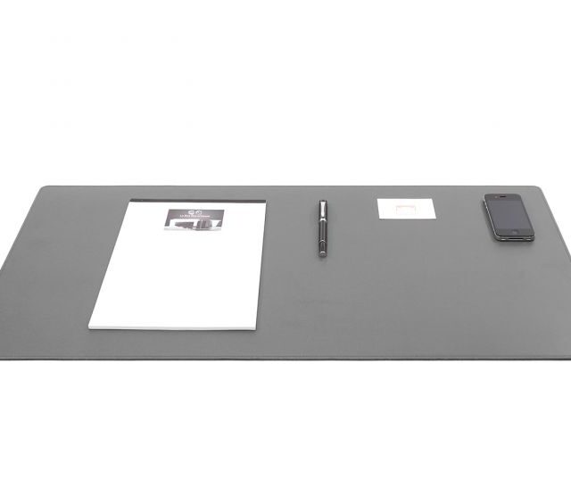 Lavoisier Maroquinier - Grand sous-main en cuir gris fer - 80x40 cm