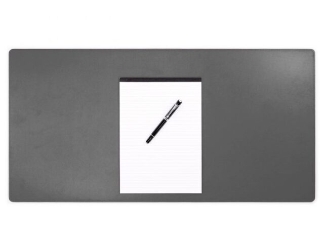 Lavoisier Maroquinier - Grand sous-main en cuir gris fer - 80x40 cm