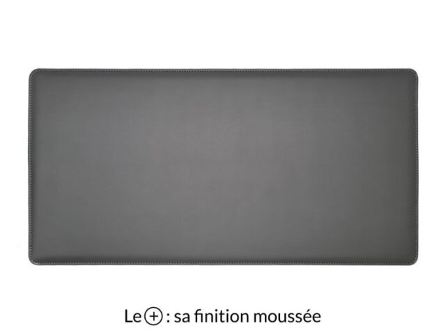 Lavoisier Maroquinier - Grand sous-main en cuir gris fer "Premium" - 80x40 cm