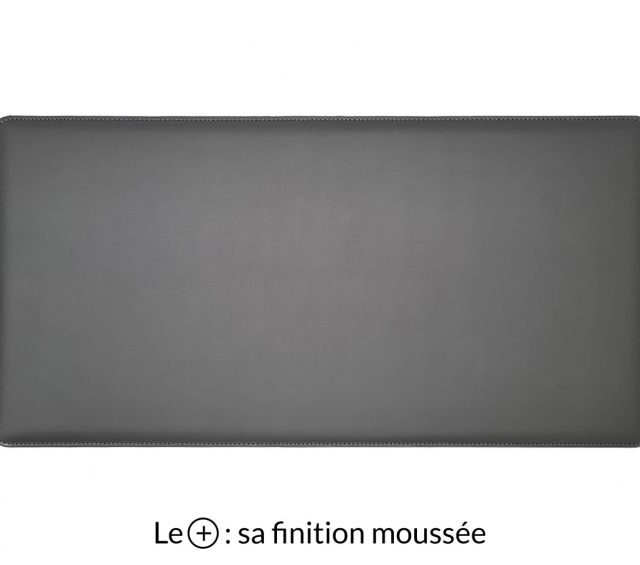 Lavoisier Maroquinier - Grand sous-main en cuir gris fer "Premium" - 80x40 cm
