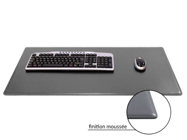 Lavoisier Maroquinier - Grand sous-main en cuir gris fer "Premium" - 80x40 cm