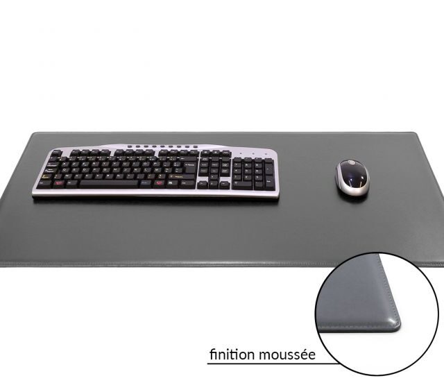 Lavoisier Maroquinier - Grand sous-main en cuir gris fer "Premium" - 80x40 cm