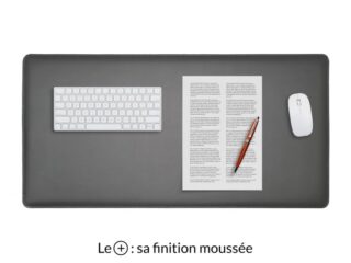 grand sous main en cuir gris fer premium 80x40 cm